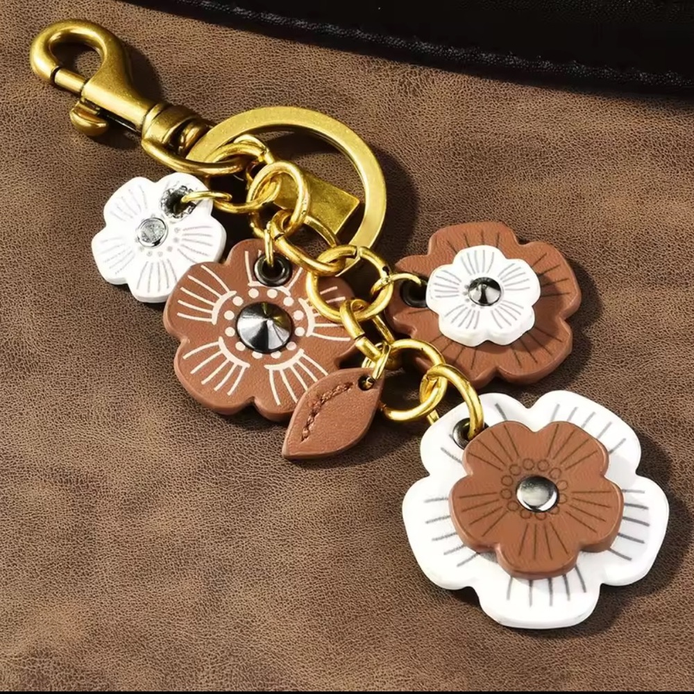 Floral Keychain with Gold Accents bag charm